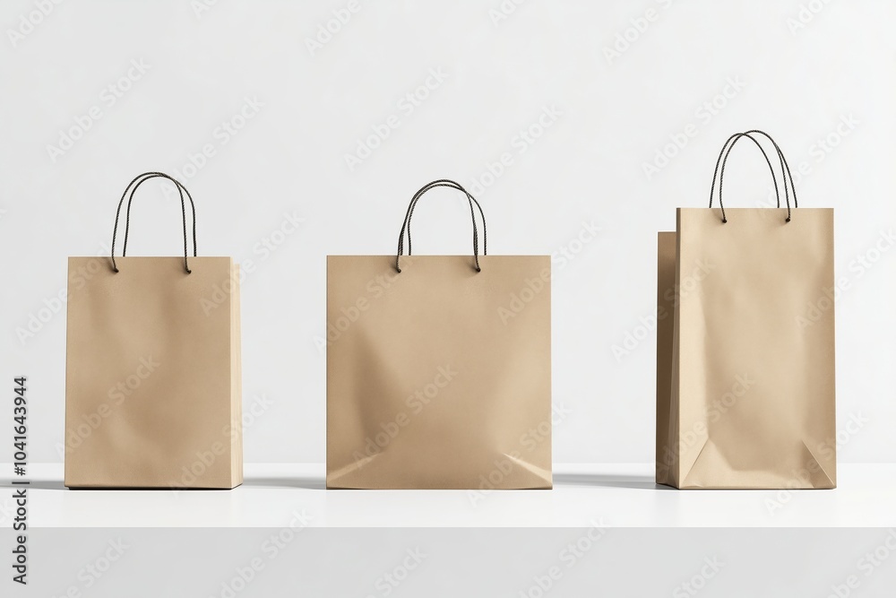 Shopping bag mockups. Paper package isolated on white background. Realistic mockup of craft paper bags. Shopping bag mockups. Paper package isolated on white background. Realistic mockup of craft paper bags.