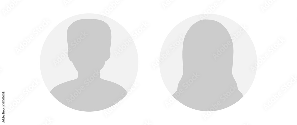 Flat illustration in grayscale. Round icons of man and woman. Avatar, user profile, person icon, profile picture. Suitable for social media profiles, icons, screensavers and as a template... Flat illustration in grayscale. Round icons of man and woman. Avatar, user profile, person icon, profile picture. Suitable for social media profiles, icons, screensavers and as a template...