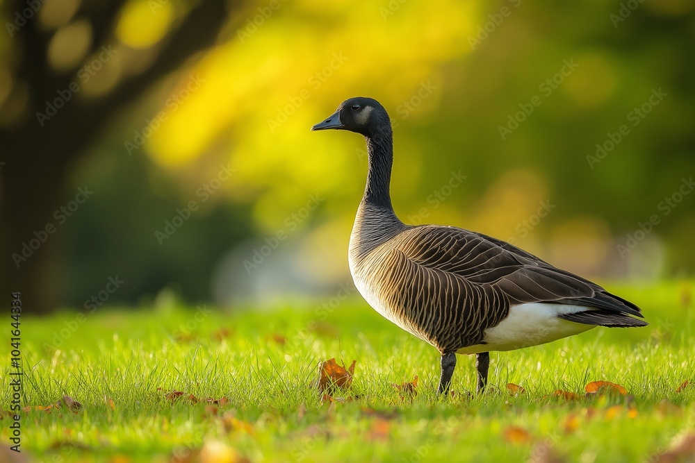 A majestic goose stands gracefully in a lush green field, embodying elegance and tranquility in nature. A majestic goose stands gracefully in a lush green field, embodying elegance and tranquility in nature.