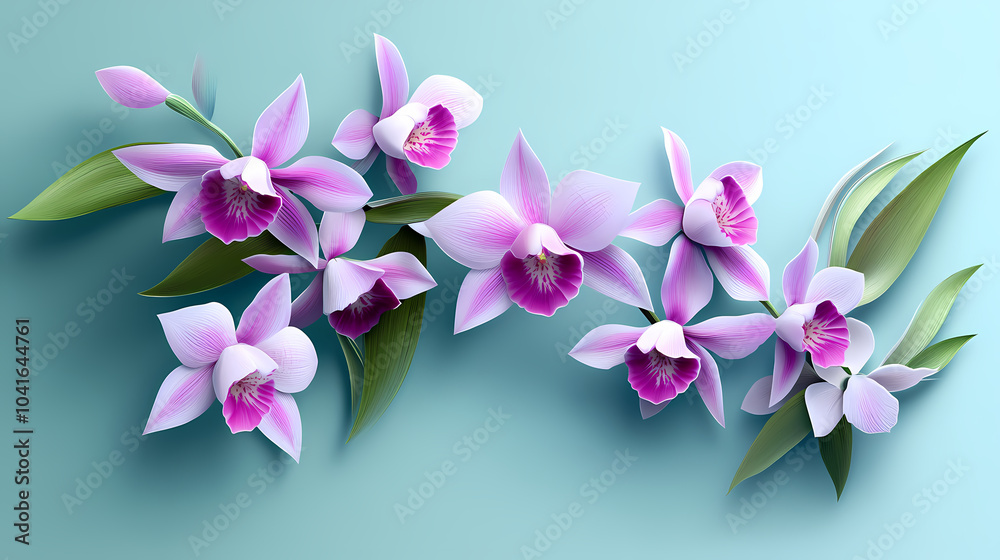Dendrobium Orchids logo 3d vector paper cute Dendrobium Orchids logo 3d vector paper cute