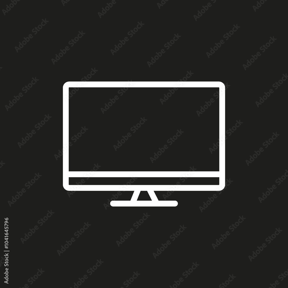 Flat illustration. White TV icon on a black background. The concept of electronic devices. Suitable for social networks, icons, screensavers and as a template. Flat illustration. White TV icon on a black background. The concept of electronic devices. Suitable for social networks, icons, screensavers and as a template.