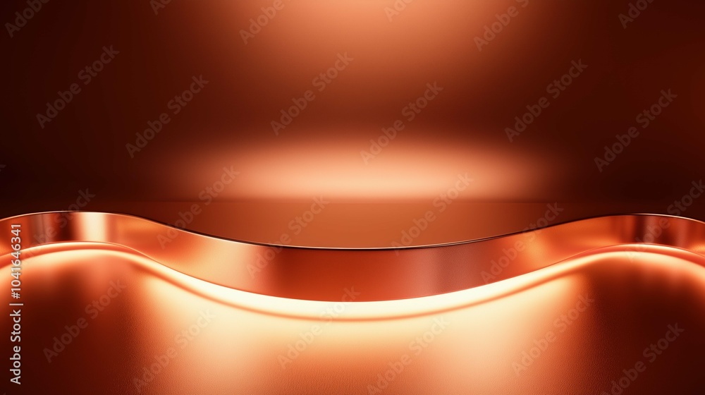 Fototapeta premium Copper metallic podium on a solid background, creating a sleek and minimal product backdrop