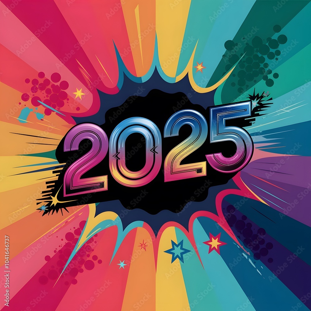 2025 Happy new year. Festive design for Christmas background.