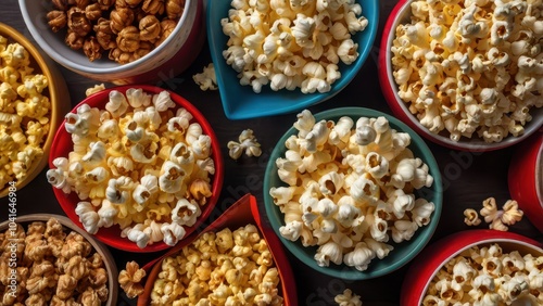 Popcorn snack pile from top view suitable for cinema