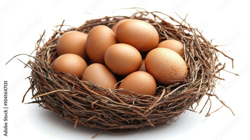 Fresh organic eggs nestled in a bed of straw.
Fresh organic eggs nestled in a bed of straw.