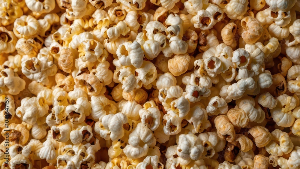 Top view of popcorn texture. Popcorn background. Top view of popcorn texture. Popcorn background.