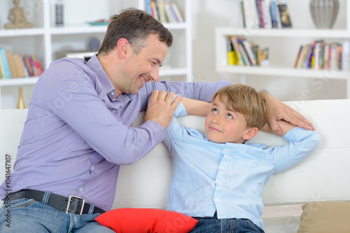 father and son at home