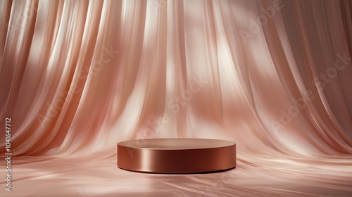 Rose gold premium podium with soft silky backdrop