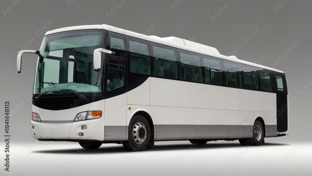 Modern white tour bus with large windows isolated. Modern white tour bus with large windows isolated.