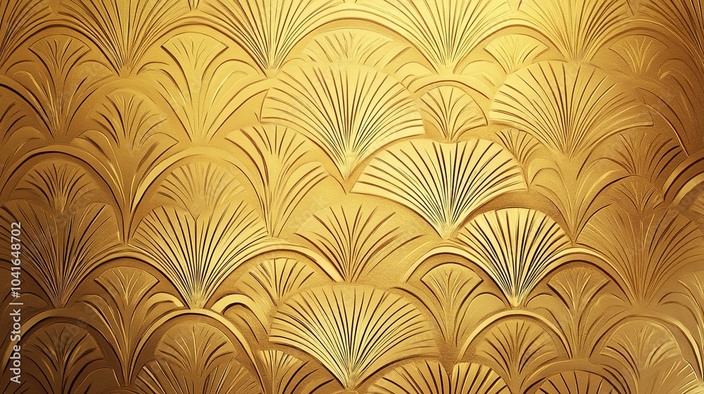 Elegant Gold Pattern with Fan Motif Design Elegant Gold Pattern with Fan Motif Design