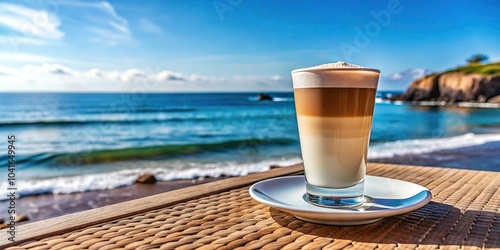 Canarian coffee on seafront table photo