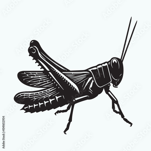 Grasshopper silhouette vector black and white