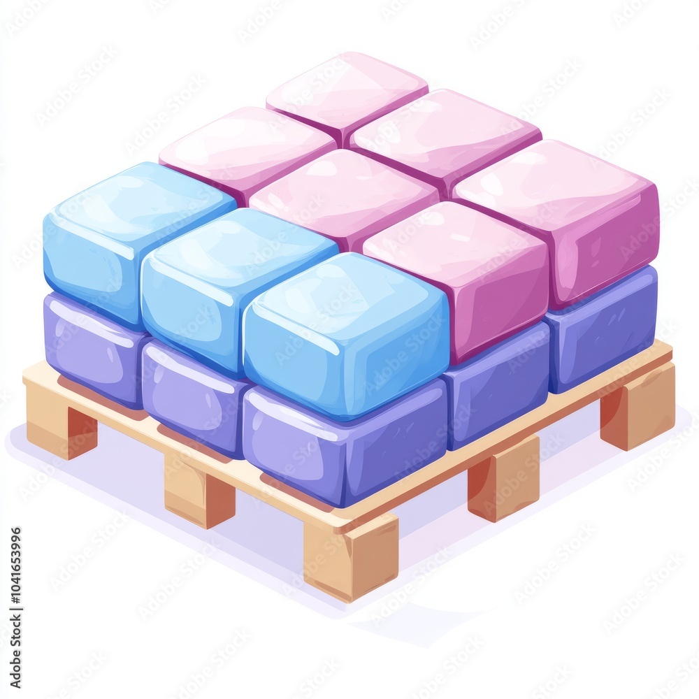 Colorful blocks stacked on a pallet. Colorful blocks stacked on a pallet.