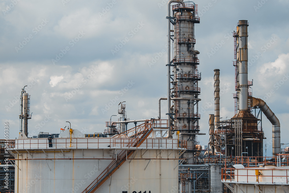 Oil refinery and plant and tower column of Petrochemistry industry in oil and gas Oil refinery and plant and tower column of Petrochemistry industry in oil and gas