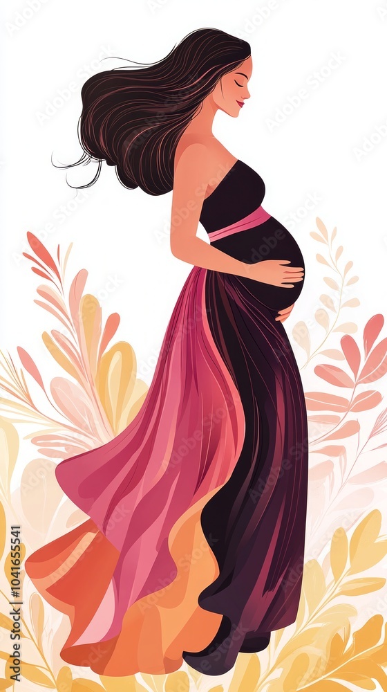 Pregnant woman in a flowing gown. Pregnant woman in a flowing gown.