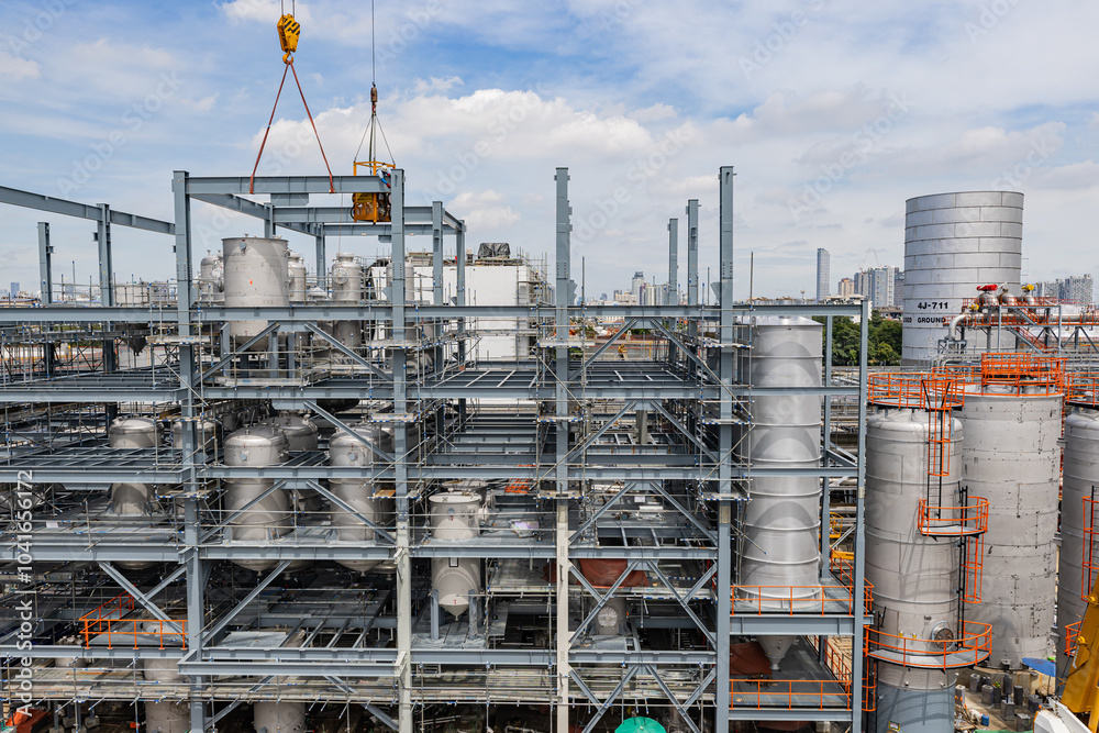 Oil refinery and plant and tower column of Petrochemistry industry in oil and gas Oil refinery and plant and tower column of Petrochemistry industry in oil and gas