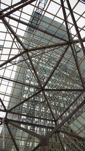 Skyscraper Reflections Through Glass Ceiling in Boston