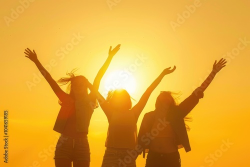 Group of women standing on the beach, casual and relaxed