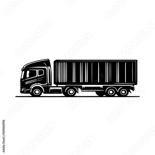 Container truck silhouette vector isolated on white background 