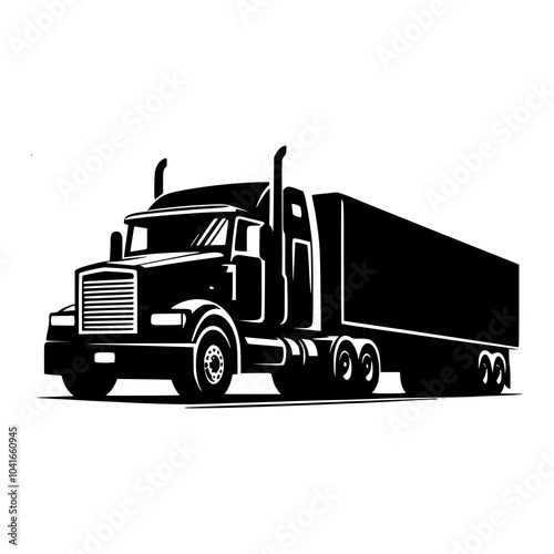 Container truck silhouette vector isolated on white background 