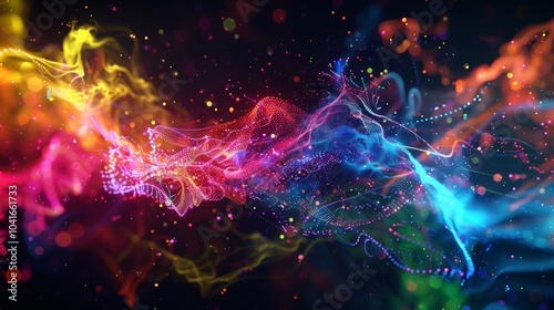 A cosmic dance of vibrant colors and lines capturing the elusive and everchanging nature of quantum foam.