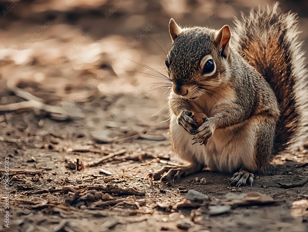 Malnourished Squirrel Struggling to Find Food in Barren Park Amid Habitat Destruction Malnourished Squirrel Struggling to Find Food in Barren Park Amid Habitat Destruction