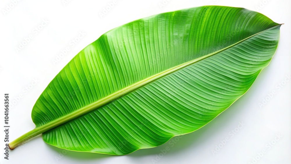 Banana leaf on isolated white background low angle view Banana leaf on isolated white background low angle view