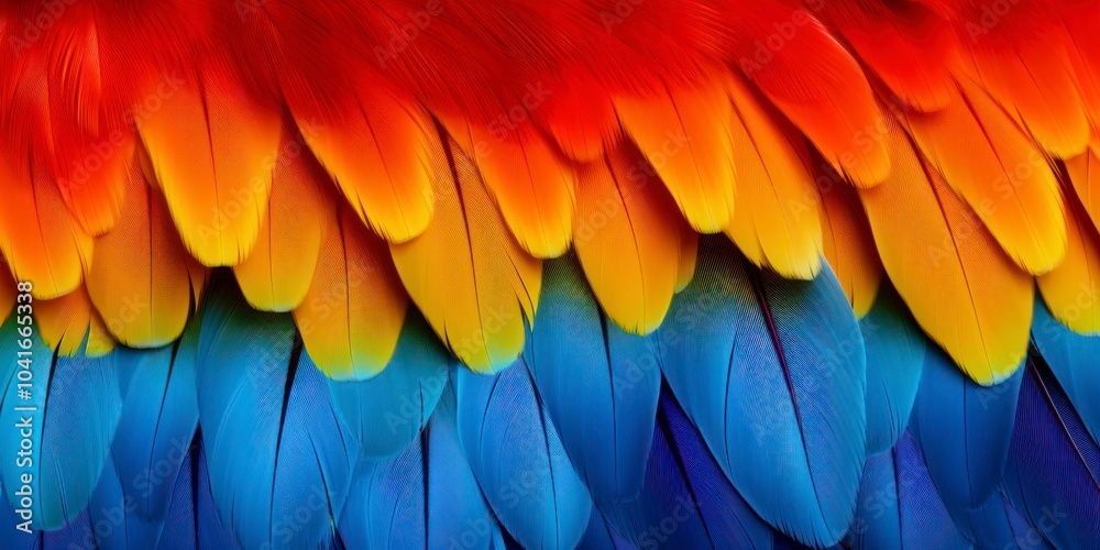 Fototapeta premium Macaw feathers background, Scarlet Macaw
