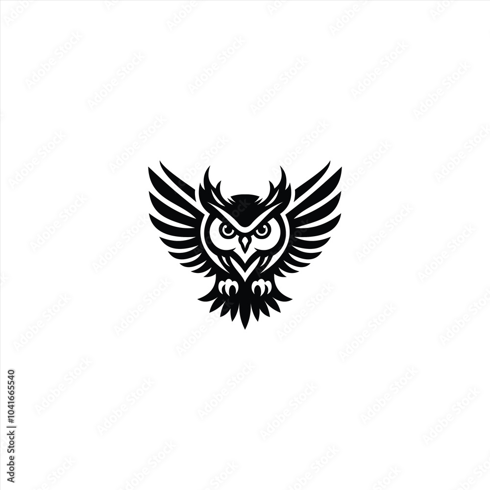 Obraz premium artistic vector representation of an owl with magnificent wings, exudes an air of wisdom and enigma