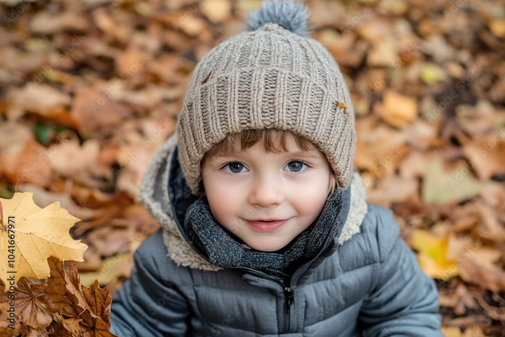 A young boy dressed in coat and hat, ready for the outdoors A young boy dressed in coat and hat, ready for the outdoors