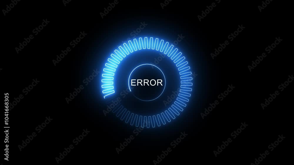 Critical error text with screen effects of technological failures. Abstract digital glitch effect with noise looped background. Error signal loop. Virus code and software hack concept.