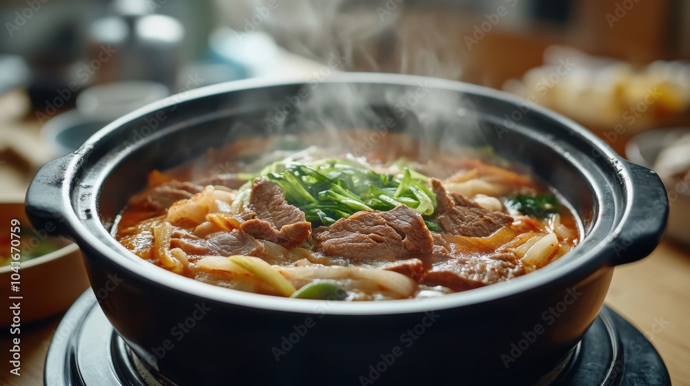 春の料理にぴったりの蒸し野菜入り韓国伝統のソルロンタンスープ 春の料理にぴったりの蒸し野菜入り韓国伝統のソルロンタンスープ