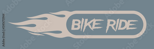 Vector abstract, stylized logo with the words "Bike Ride" in flames
