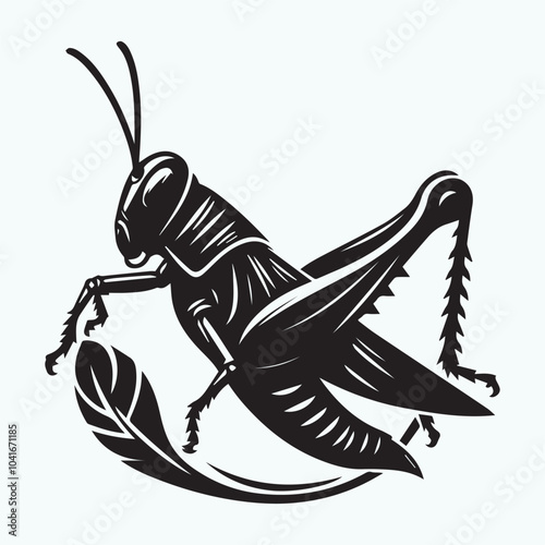 Grasshopper silhouette vector black and white