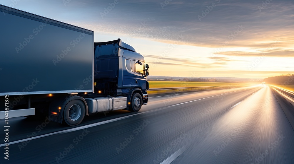 The powerful semi-truck navigates a rain-soaked highway, sending mist swirling from its wheels beneath dark storm clouds The powerful semi-truck navigates a rain-soaked highway, sending mist swirling from its wheels beneath dark storm clouds