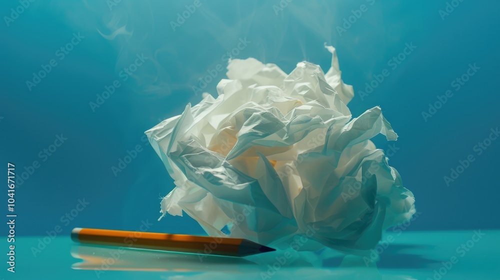 Fototapeta premium A simple piece of paper with a pencil stuck out, ready for writing or drawing