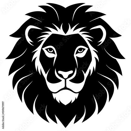lion face silhouette icon vector art illustration
