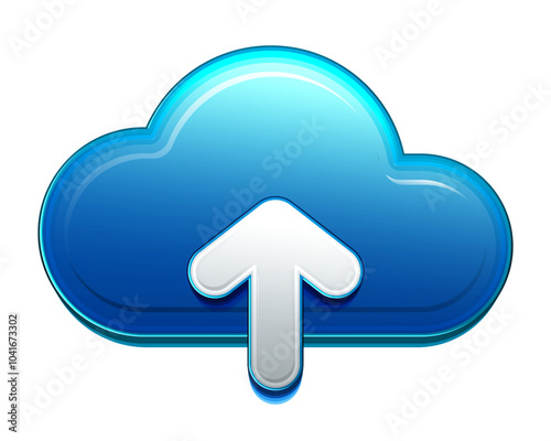 blue color cloud with arrow, upload icon