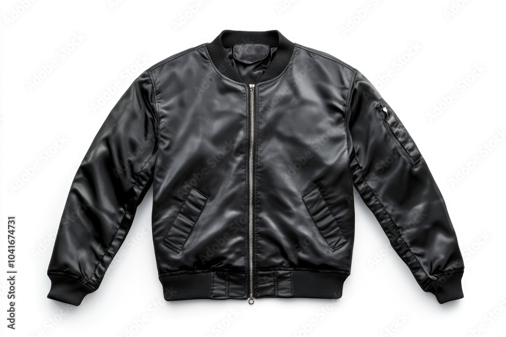 A black leather jacket on a white background A black leather jacket on a white background