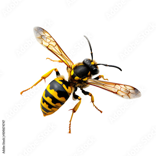 Realistic Hornet or Bee with Black and Yellow Stripes - Transparent