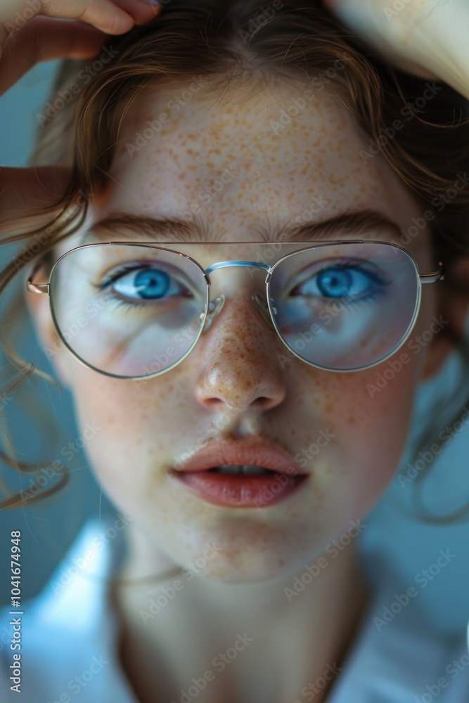 A close-up shot of someone wearing glasses, great for portrait or profile use A close-up shot of someone wearing glasses, great for portrait or profile use