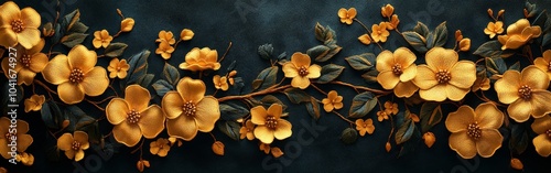Gold embroidery with flowers and leaves