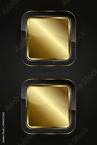 Set of two Luxury rectangles in premium vector design that used in premium web button for Black and gold button vector design.