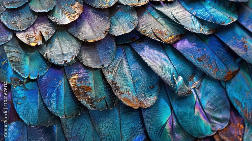 Fototapeta premium Vibrant Fish Scale Pattern in Rich Blue and Green Tones