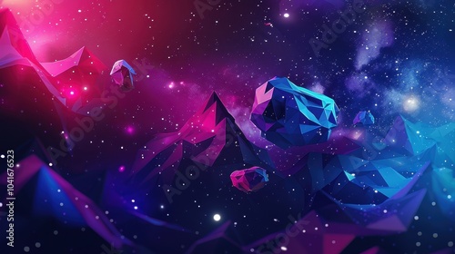 Low Poly Space Theme Background Design