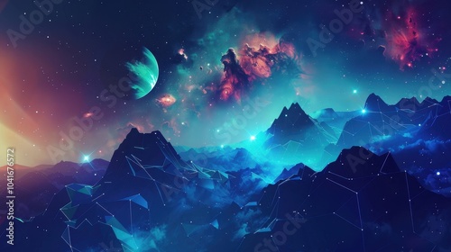 Low Poly Space Themed Background for Creative Projects