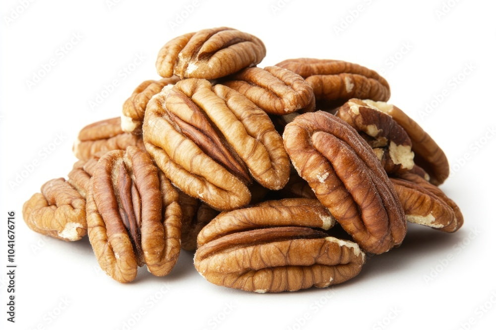 Pile of pecans stacked on top of each other, ideal for food and recipe photography or as a prop in still life compositions Pile of pecans stacked on top of each other, ideal for food and recipe photography or as a prop in still life compositions