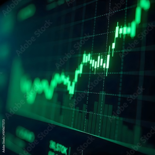 Futuristic financial chart high tech trading visualization with glowing lines and data points