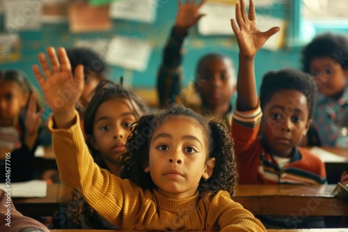 A group of kids learning at school