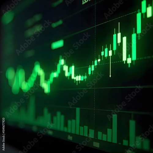 Futuristic financial chart high tech trading visualization with glowing lines and data points